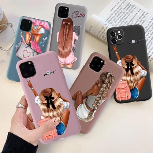 Coloful Matte Phone Case For iPhone 12 11 Pro Max 7 8 6S Plus X XR XS SE 2020 High Heels Girl Travel Woman Soft TPU Cover Coque