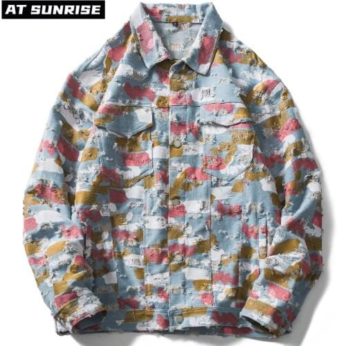 Hip Hop Streetwear Denim Jacket Vintage Retro Hand Painted Denim Jacket Coat Men Jacket Outwear Harajuku Cotton Casual fashion