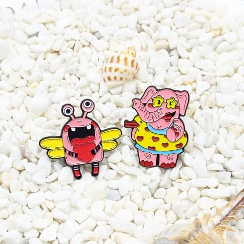 Elephant swimming circle Enamel Brooch Love bee Lapel Pin Yellow pink happy animal Custom Badge