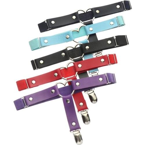 Gothic Harajuku Elastic Leg Heart Garter Straps Black Pu Leather Garter Belt Women Elastic Thigh Harness Kawaii Punk Accessories