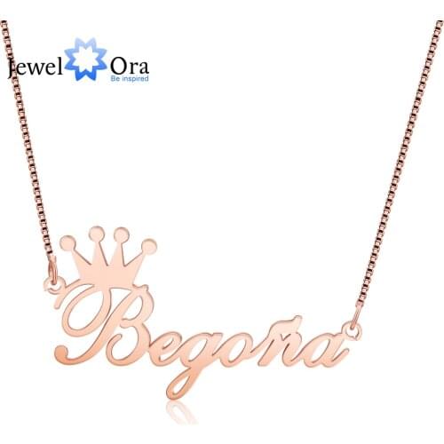 Personalized Custom Made Nameplate with Crown Customized Letter Name Necklaces for Women Pendant Jewelry Gifts for Girlfriend