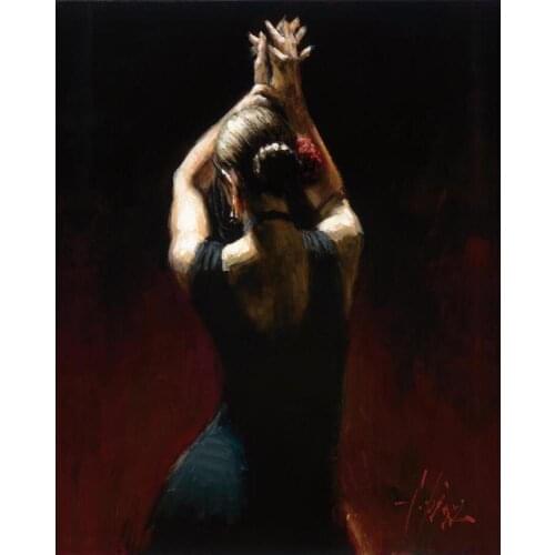 Canvas art Dancing People Oil Painting Flamenco Dancer figure artwork beauty woman hand painted