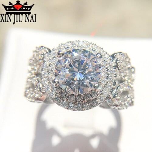 Classic Geometric Micro-inlaid Temperate Zircon Engagement Ring for Female Fashion Popular Rhinestone Wedding Rings for Women