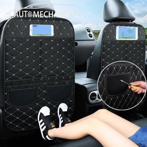 Car Anti Kick Pad Mat Seat Back Protector Cover For Children Kids Baby Pu Leather Car Seat Anti-Kick Protector Storage Mats