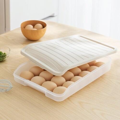 Kitchen Covered Egg Tray Holder Egg Storage Rack Box Refrigerator Storage Container 24 Egg Tray Plastic Kitchen Gadgets