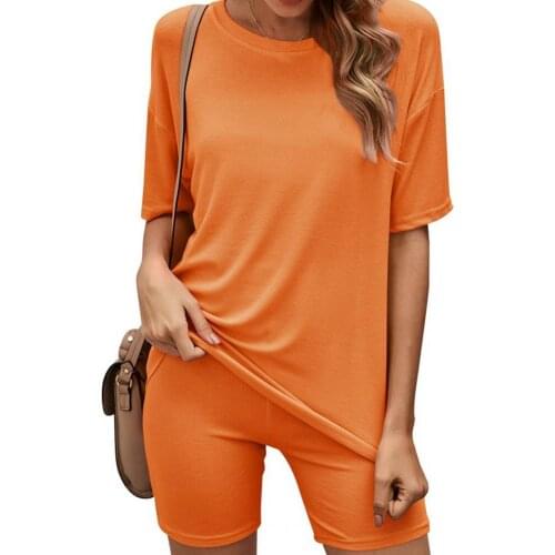 Summer Women Outfit Solid Color Sporty Activewear Women Breathable Short Sleeve T-shirt Shorts Tracksuit Women Short Sets 2021