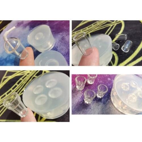 Handmade 3D Mini Glass Bottle Resin Mold Drink Bottle Straw Milk Cup Resin Casting Mold Epoxy Resin Jewelry Tools Dropship New