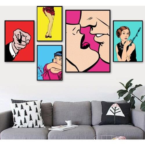 Fashion Adult Women Sexy Men Kiss Wall Art Canvas Painting Nordic Posters And Prints Wall Pictures For Living Room Home Decor