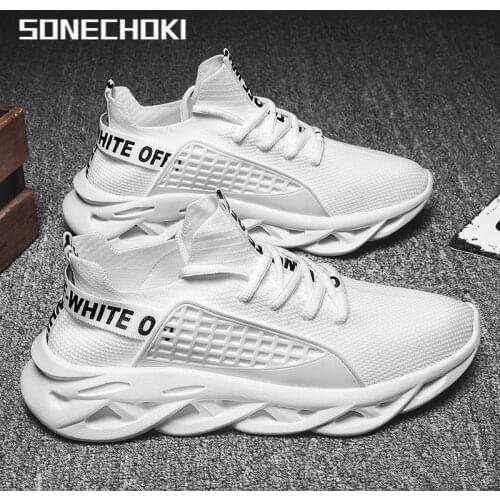 Blade Running Shoe Men Cushioning Cut-outs Sole Light Weight Sneaker Mesh Breathable Walk Outdoor Casual Sport Shoe Lace-up