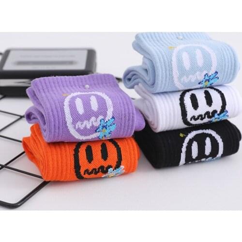 Spring And Summer Womens Cute Cartoon Funny Expression Short ankle Socks Happy Fashion Men And Women Humor Lover Cotton Socks