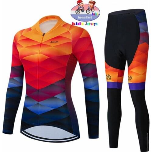 Baby Girl 2022 New Cycling Jersey Set Children Long Sleeve Kids Clothing Competizione Suit Team Uniform Spring Autumn Breathable
