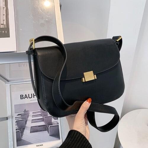 Solid Color PU Small Square Bag Shoulder Bags Handbags Messenger Bag Branded Ladies Retro Fashion Leather for Women 2021Designer