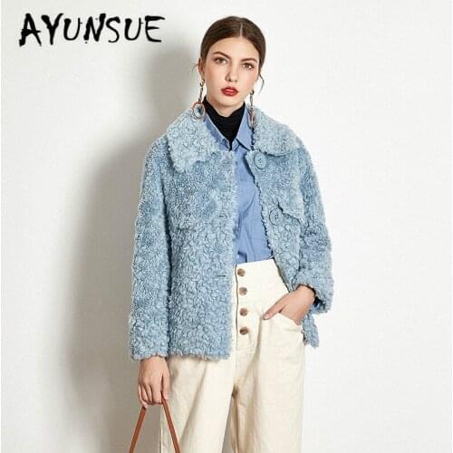 Autumn Winter Coat Women Sheep Shearing Real Fur Coat 100% Lamb Fur Jacket Women Clothes 2020 Korean Fur Tops 1926-Q YY1900