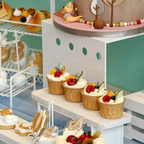 SWEETGO Champange Gold Cake Stand 1piece Sunflower Marble Trays Metal Storage Racks Tableware Party Supply Home Decoration