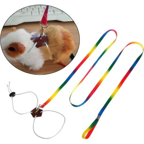 J2FB Pet Leash Small Pets Harness Hamster Rabbit Chinchilla Squirrel Outdoor Adjustable Chest Lead Rope Colorful 1.3m Long