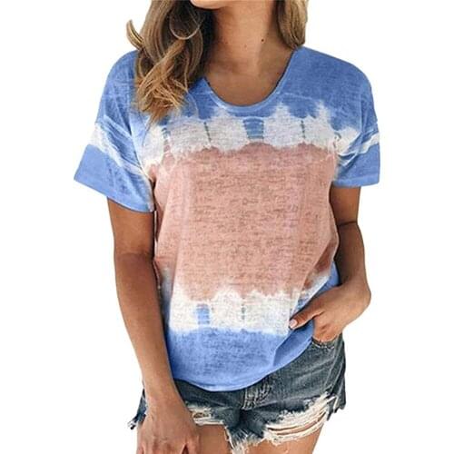 Crew Neck Casual Adults Sports Fashion Loose Top Basic Gradient Color Daily Soft Pullover Short Sleeve Women T-shirt Summer