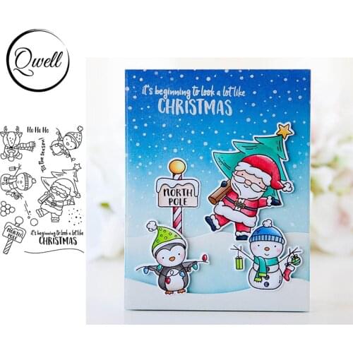 QWELL 4*6 inch Clear Transparent Stamps Santa Claus Snowman Elf Christmas Tree Style DIY Craft Cards Album Decor 2020 New