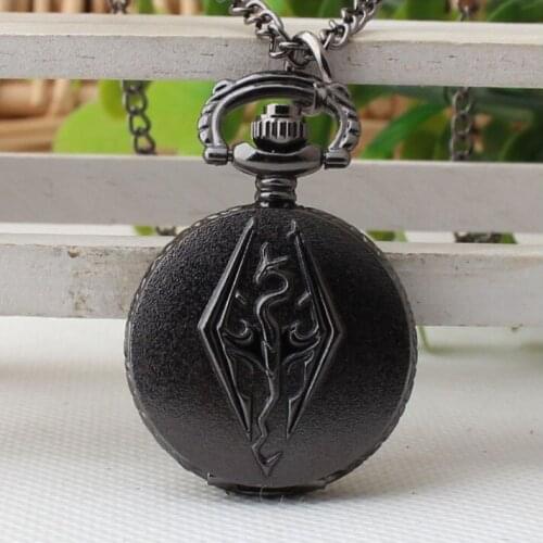 Retro Vintage Black Grey Snake Quartz Pocket Watch Analog Pendant Necklace Mens Womens Watches Kids Gift Watch