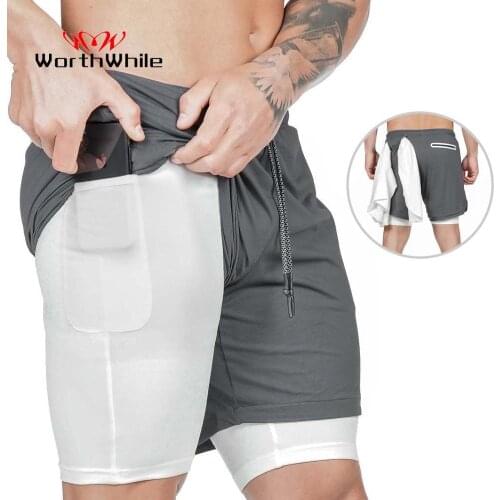 WorthWhile Running Men Shorts Summer Sports Quick Dry Crossfit Wear Jogging Gym Fitness Workout Sportwear Compression Shorts
