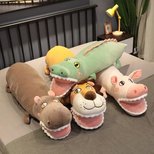 Lovely Plush 100/120CM Super Soft Long Animals Pillow Bed Sofa Cushion Plush Tiger Crocodile Pig Toys Nice Gifts