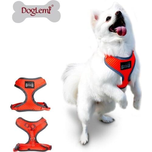 Reflecting Soft Air Mesh Dog Harness & Leash Set Puppy Pet Dog Cat Vest Harness Leash 4 Colors S/M/L/XL