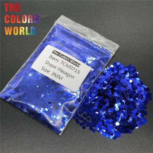 TCM0715 Dark Blue Color Metallic Luster Hexagon Shape Nail Glitter Nail Art Decoration Face Paint Gel Henna Tattoo Handwork DIY