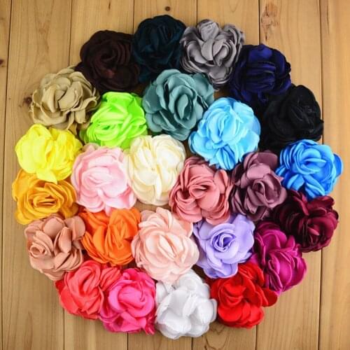 100 pcs/lot 3.5" large satin flowers , Burned Edges Fabric Flowers , Hair accessories