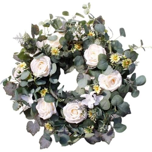 Wreath Artificial Eucalyptus Leaves Holiday Festival Door Hanging Wall Garland Party Door Wall Window Decorations Photo Props
