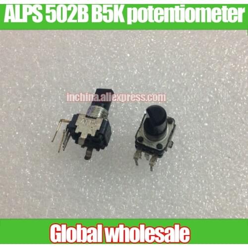 2pcs shaft length 13MMF Japan ALPS 502B B5K 09 type vertical double potentiometer