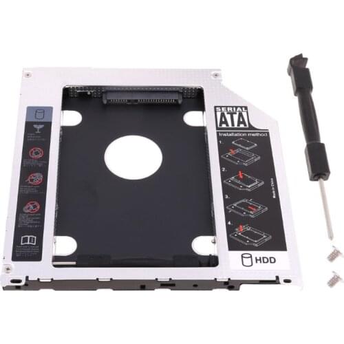 Second HDD Caddy SATA 2.5" HDD SSD 9.5mm Enclosure For Apple Macbook DVD ROM