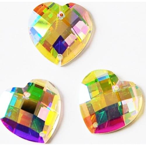 YANRUO 2201TH Heart Mirror Small Pack Crystal AB Sewing Strass Crystal Sew on Applique On Clothes Decorations On The Dress