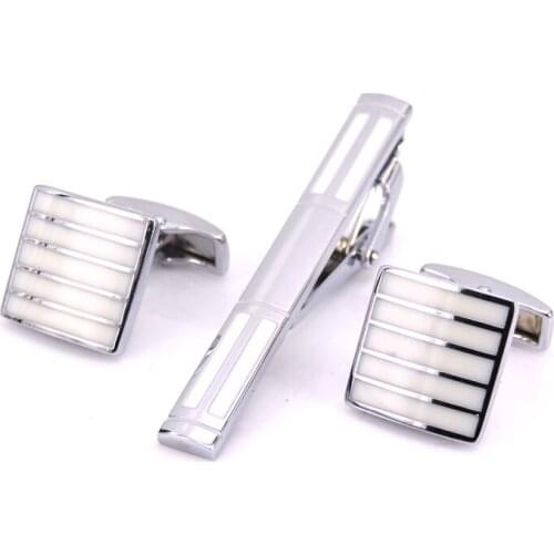 The design style of high quality mens clothing brand Cufflinks tie clip white striped tie clip, fashion, free delivery