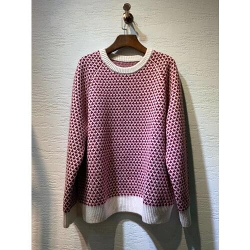 Fashion 2021 new ladies long sleeve sexy casual jacquard stitching red cashmere sweater 1109