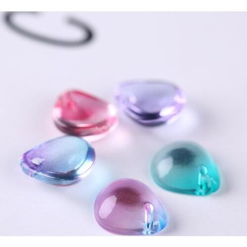 10pcs/lot 10*12mm Small Petal Shape Lampwork Beads Multi Gradient Color Glass Beads For Jewelry Making Handmade DIY Accessories