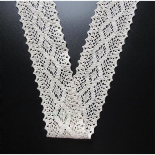 2yards/Lot 6cm wide Handmade Patchwork Cotton Material Cotton Lace Ribbon Beige Lace Trimming Sewing Craft Home texile Decors