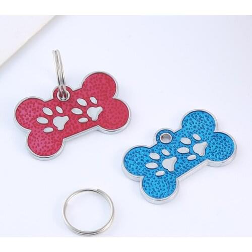 2pcs/set Dog Tag Pet Dog Collar Accessories Cat Puppy ID Tag Keychain Bone Shape Nametag Pendant Anti-lost