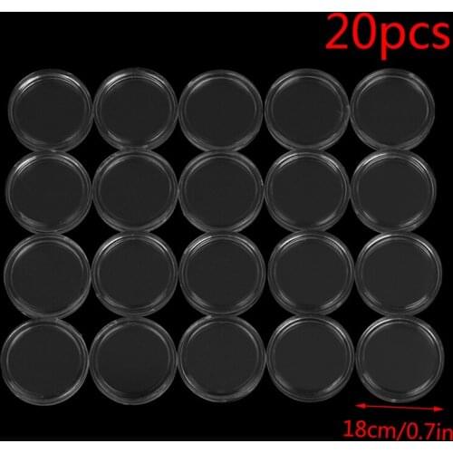 20pcs/lot Transparent Plastic Coin Holder Coin Collecting Box Case For Coins Storage Capsules Protection Boxes Container 18mm