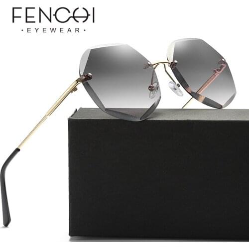 2019 Vintage Sakura Pink Polygon Rimless Sunglasses Women Luxury Brand Designer Sexy Driving Sun Glasses zonnebril dames