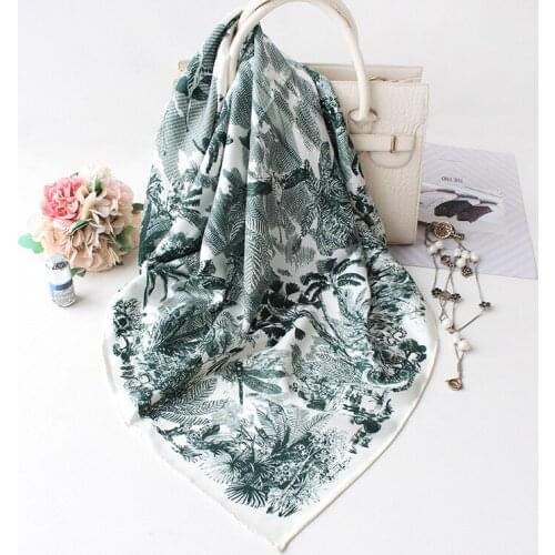 2021 New dragonfly Scarf 100% Twill Silk Hand Rolled Edges Summer Women Shawl Wrap 90*90cm