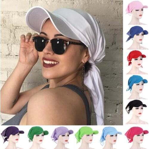 2021 Summer Outdoor WomenS Windproof And Sunscreen Turban Hat Pure Color Turban Hat Female Turban
