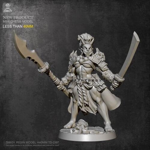 40mm Resin figure kits Female Orc Warrior model self-assembled TD-2397