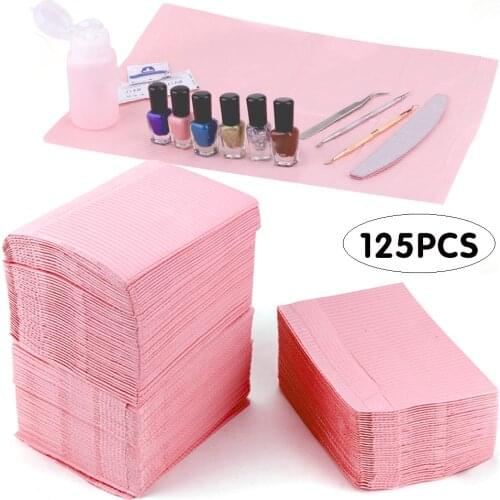 5/125Pcs Nail Polish Clean Pad Foldable Disposable Hand Cushion Holder Lint Paper Pad Nail Art Cleaning Mat Napkin Manicure Tool