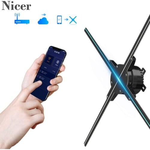 56CM 3D WiFi Hologram Projector LED Fan Holographic Advertising Machine 16GB TF Can Control By Computer Or Mobile Phone APP