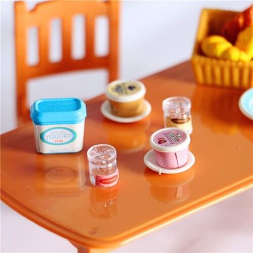 7Pcs/Set Dollhouse Miniature Yogurt ice cream Milk Egg Pudding Cup Toys Doll Food Miniatura Kitchen Accessories simulation toys