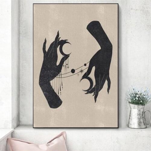 Abstract Minimalism Moon Phase Witch Hand Art Prints Living Room Gallery Bohemian Decoration Living Room Bedroom Decoration