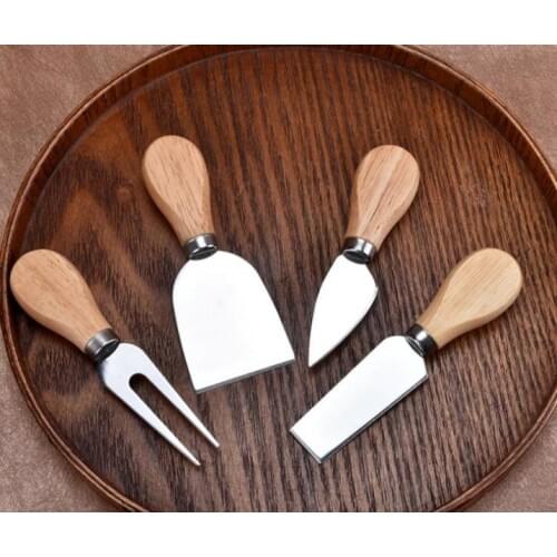 Free shipping 50 sets 4pcs/sets Knives Bard Set Oak Handle Cheese Knife Kit Kitchen Cooking Tools Useful Accessories