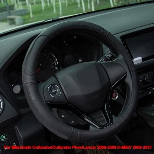 Cow Leather Car Steering Wheel Cover Wrap For Mitsubishi Outlander Outlander Phev Lancer 2000 -2007 2008 2009 I i-MiEV 2006-2021