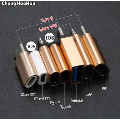 ChengHaoRan 8Pin IOS to Micro USB Adapter Converter For iPhone 5 5s 6 6s Plus Android Charger Connector Type C to Micro USB/IOS