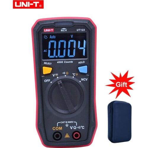 UNI-T 4000 Counts Mini Digital Multimeter UT123 EBTN Color Screen Display AC/DC Voltage Temperature NCV Tester