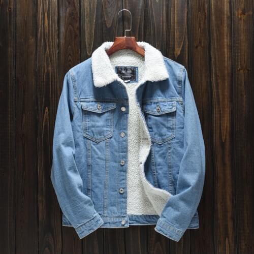Winter Jean Jackets Men Outerwear Warm Denim Coats New Mens Large Size Wool Liner Thicker Winter Denim Jackets Size 5XL